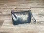 Metallic Blue Leather Clutch, Evening Bag,  Handmade Handbags, Angel