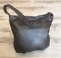 Brown Leather Bag w/ Braided Handle, Fashion Casual Shoulder Handbag, Claudia
