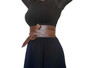 Brown Distressed Leather Wide Belt, Fashion Stylish Women Obi Belts, Dean
