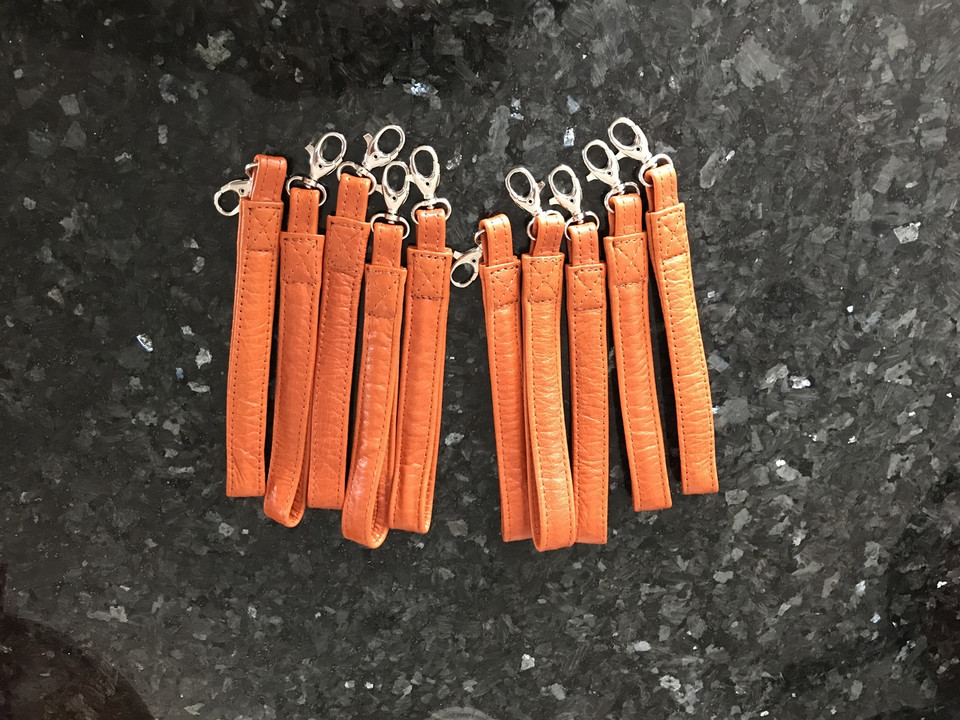 Leather Key Chain Strap, Keychain Holder, Leather Accessories, Orange