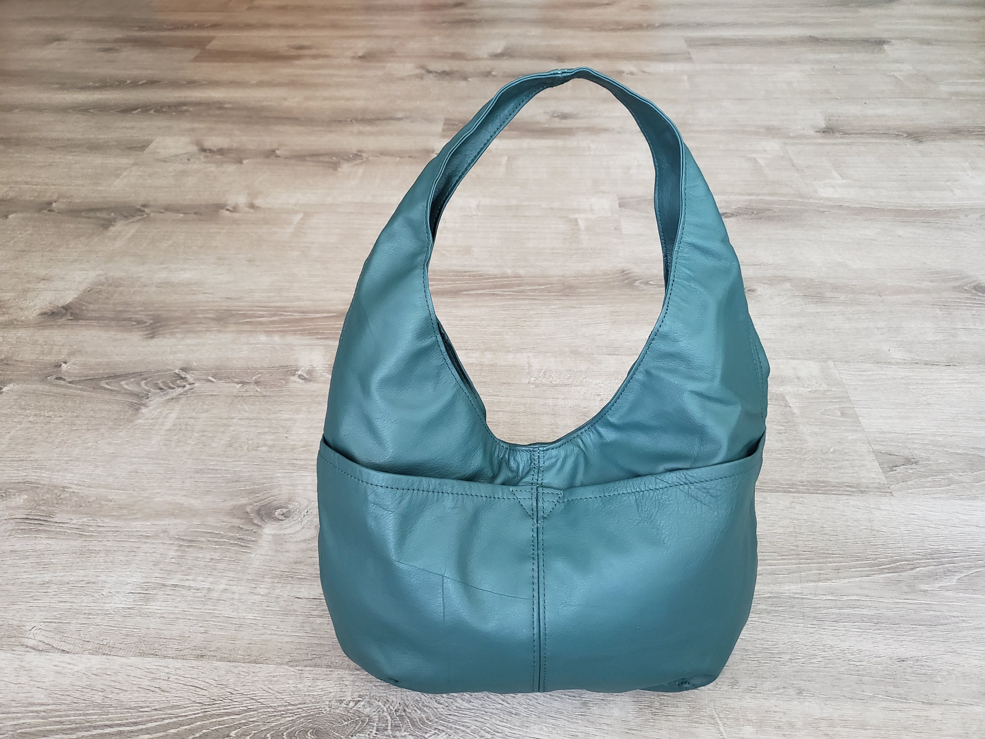 Green Leather Hobo Bag - Slouchy Leather Purse For Women