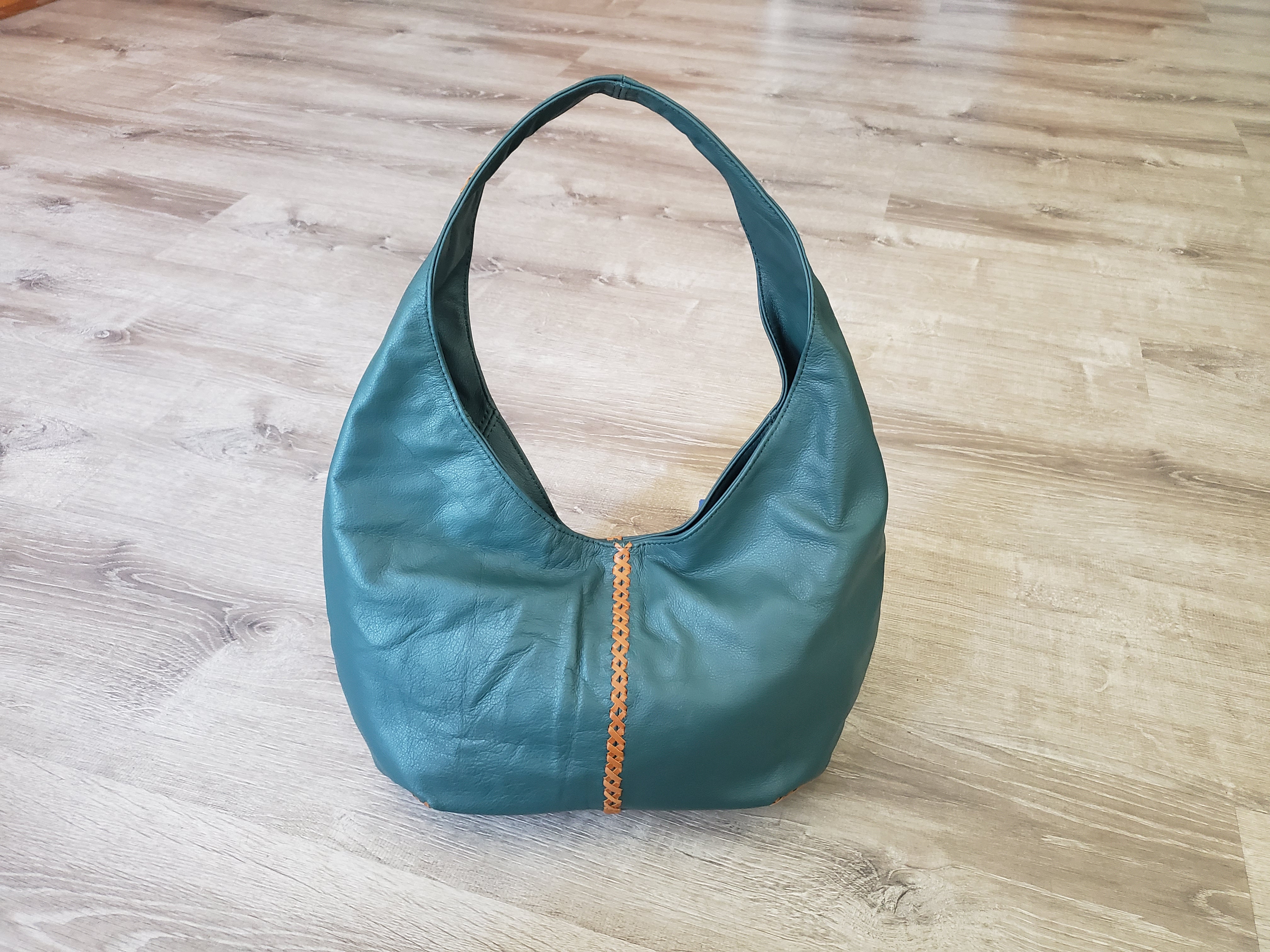 Hobo handbag, Lambskin, green — Fashion