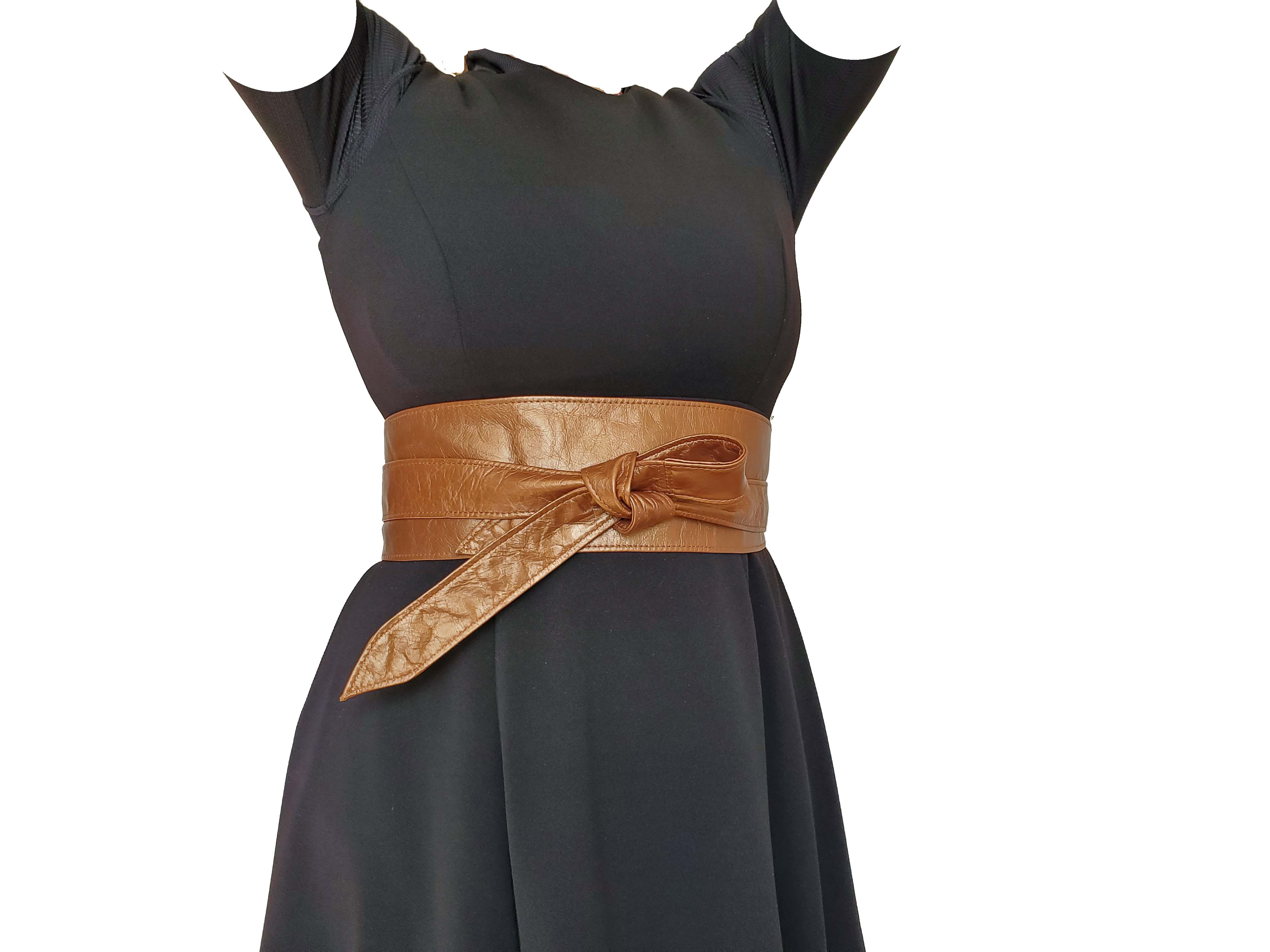 Non Signe Bronze Leather Wrap Belt Size S/M Gold | 40mm No Holes Adjustable Ratchet Belt | Mission Belt main image 2