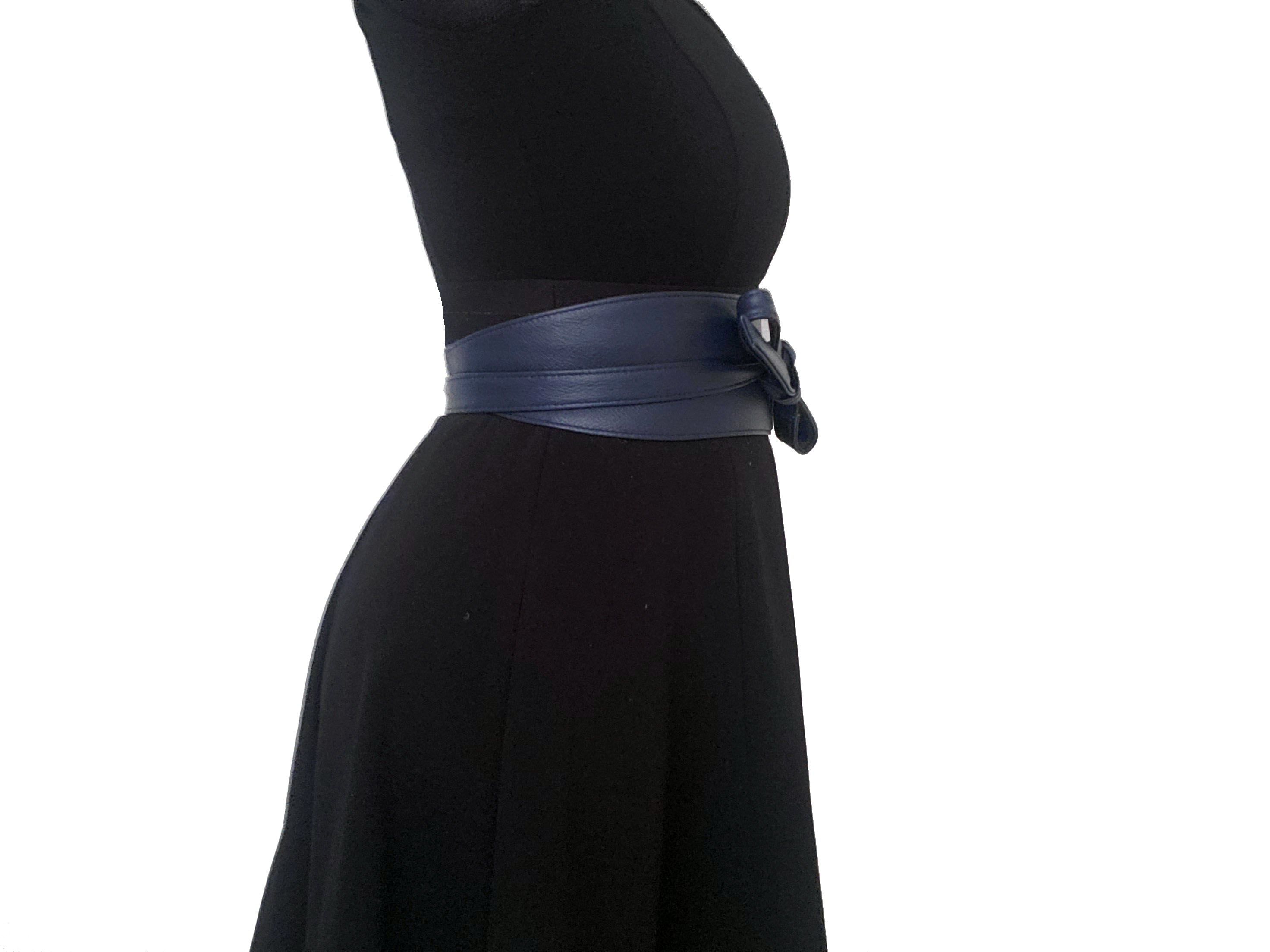Blue Leather Wrap Obi Belt, Women Stunning Street Style Belts 