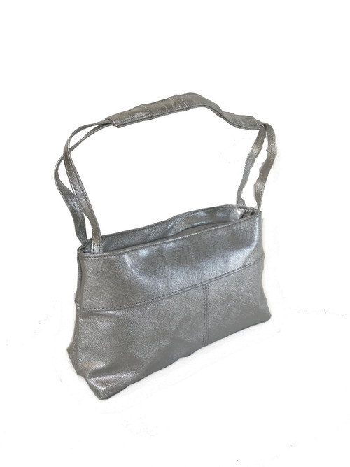 Silver Leather Shoulder Purse, Evening Stylish Handbag, Ivanna ...