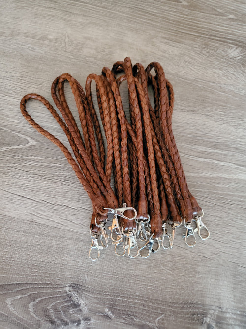 Brown Leather Key Wrist Strap, Braided Key Holder, Gift for Him