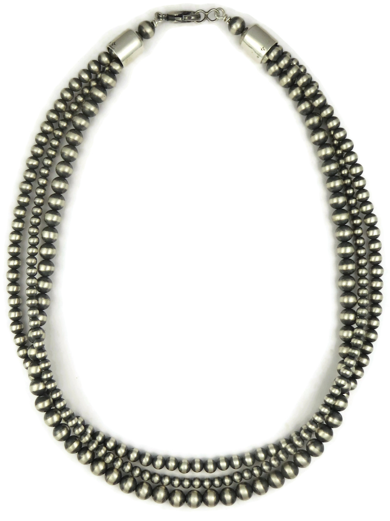 Three Strand Silver Bead Necklace (NK4535) Southwest Silver Gallery