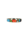 Multi Gemstone Inlay Band Ring Size 7 3/4" (RG7059-S7.25) 