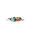 Multi Gemstone Inlay Band Ring Size 7 3/4" (RG7059-S7.25) 