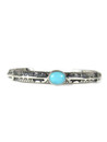 Kingman Turquoise Bracelet with Geometric Designs by Benson Shorty (BR6746) 
