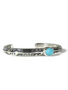 Kingman Turquoise Bracelet with Geometric Designs by Benson Shorty (BR6746) 