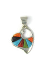 Multi Gemstone Sculpted Inlay Heart Pendant by Rick Tobias (PD5158)