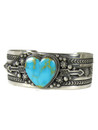 Kingman Turquoise Heart Cuff Bracelet by Happy Piaso (BR6786)