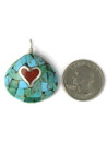Turquoise & Coral Mosaic Inlay Heart Clamshell Pendant (PD5051)