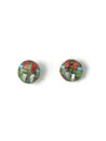 Mosaic Inlay Round Turquoise & Gemstone Post Earrings (ER7041)