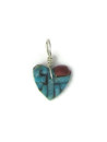 Small Turquoise & Pipestone Mosaic Inlay Heart Pendant (PD5183)