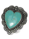 Large Kingman Turquoise Heart Ring Size 8 by Tsosie White (RG6148)