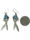 Turquoise Silver Feather Earrings (ER7069)
