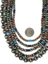 Three Strand Graduated Multi Gemstone Silver Bead Necklace Set (NK5379)