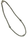 Three Point Silver Bead Necklace 18" (NK5381-18)