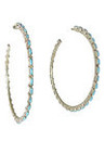 Large Turquoise Needle Point Hoop Earrings by Alvin & Aurelia Hughte (ER7092)