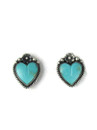 Kingman Turquoise Heart Post Earrings by Diane Wylie (ER8010)