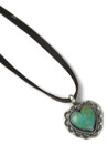 Kingman Turquoise Heart Pendant Leather Necklace (NK5395) 