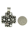 Silver Pearl Cross Heart Pendant by Geneva Apachito (PD5196)