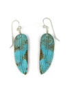  Turquoise Feather Slab Earrings by Ronald Chavez (ER7207)