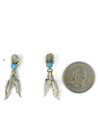 Turquoise Silver Feather Earrings (ER7221)