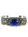 Silver Lapis Cuff Bracelet with Arrows by Happy Piaso (BR7911)