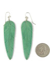 Turquoise Feather Slab Earrings 3 1/4" by Ronald Chavez (ER8052)