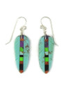 Turquoise & Gemstone Inlay Feather Slab Earrings (ER8063) 