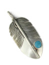 Sterling Silver Turquoise Feather Pendant by Lena Platero (PD6013)