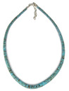 Kingman Turquoise Heishi Necklace 18" - Adjustable by Ronald Chavez (NK5399)