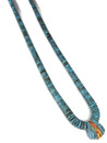 Kingman Turquoise Heishi & Spiny Oyster Shell Jacla Necklace by Ronald Chavez (NK5402)