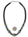 Jet Heishi & Gemstone Inlay Bead Necklace 20 1/2" by Ronald Chavez (NK5524)