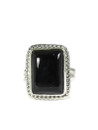 Silver Rectangle Black Onxy Ring Size 6 by Barbara Hemstreet (RG7251-S6)