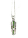 Gaspeite, Opal & Jet Inlay Feather Pendant (PD6056) 