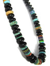 Jet & Multi Gemstone Inlay Bead Necklace by Ronald Chavez (NK5530)