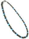 Turquoise & Silver Bead Necklace Set 18" (NK5048)