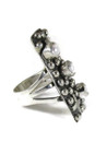 Silver Cross, Bead & Pearl Ring Size 8 by Geneva Apachito (RG7283-S8)