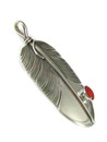 Sterling Silver Coral Feather Pendant by Lena Platero (PD6102)