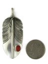 Sterling Silver Coral Feather Pendant by Lena Platero (PD6102)