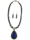 Silver Lapis Necklace Set by Philbert Secatero (NK5068)