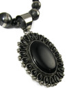 Silver Onyx Cluster Necklace Set by Linda Yazzie (NK5069)