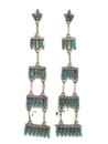 Long Turquoise Needle Point Chandelier Earrings 4 1/4" by Rena Cachini (ER8276)