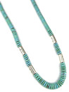 Turquoise Heishi Silver Bead Necklace 25" by Ronald Chavez (NK5111)