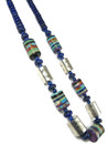 Lapis Silver & Inlaid Gemstone Bead Necklace by Ronald Chavez (NK5112)