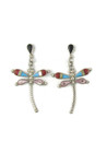 Multi Gemstone Inlay Dragonfly Earrings by Lyndon Ahiyite (ER8305)